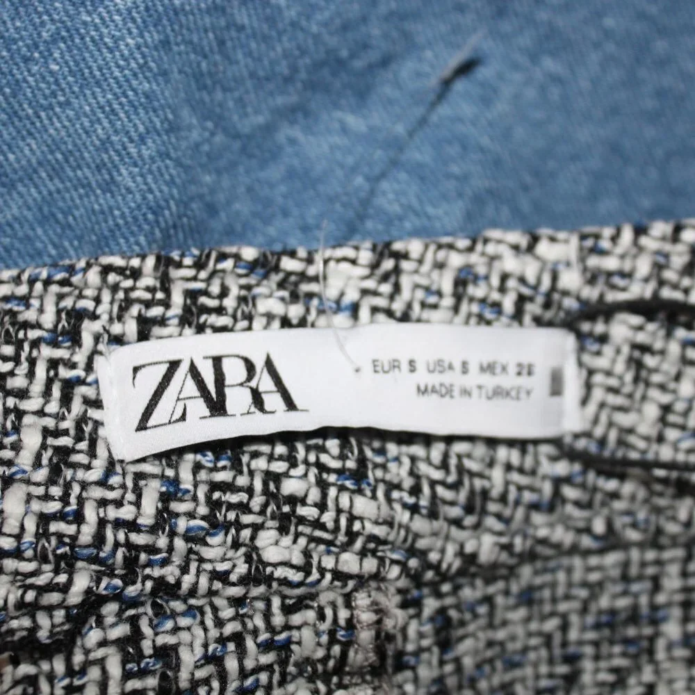 Zara Tweed and Denim Combination Mini Skirt